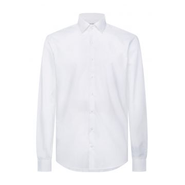 Camasa slim fit de poplin cu model uni - Alb optic