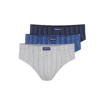 Chiloti barbati Classic  set de 3 perechi albastru - gri deschis - bleumarin XXL - Multicolor