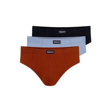 Chiloti barbati Classic  set de 3 perechi bleumarin - albastru deschis - rosu XXL - Multicolor