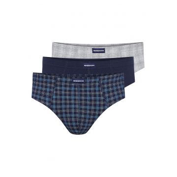 Chiloti barbati Classic  set de 3 perechi bleumarin - gri - Albastru
