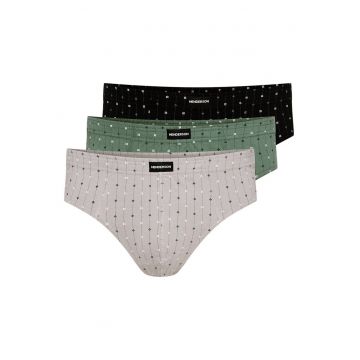 Chiloti barbati Classic  set de 3 perechi gri deschis - verde khaki - negru XXL - Multicolor