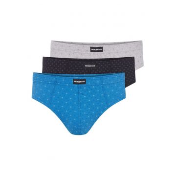 Chiloti barbati Classic  set de 3 perechi negru - gri - albastru XXL - Negru