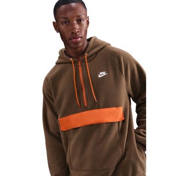 Hanorac din material fleece cu maneci raglan Club - Portocaliu/Caramel