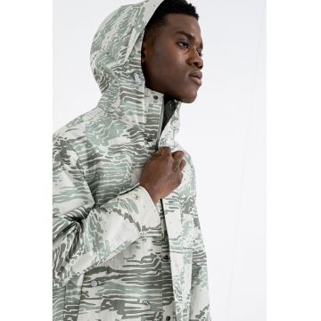 Jacheta cu model si gluga - Verde/Bej/Kaki