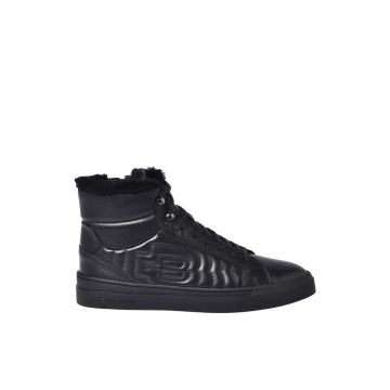 Pantofi sport high-cut din piele - Negru