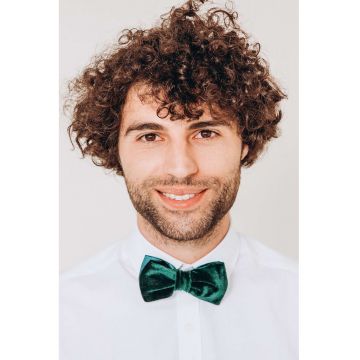 Papion catifelat cu model uni - Verde inchis