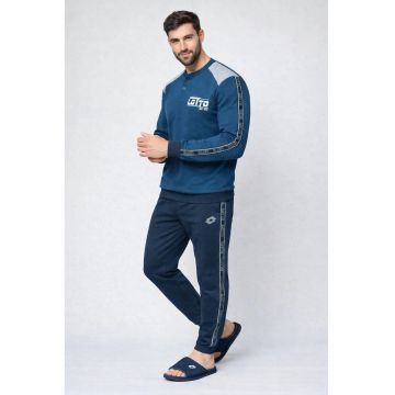 Pijama barbati  LP2137 - set 2 piese - bumbac - Albastru inchis