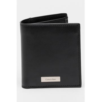 Portofel pliabil de piele Slim - Negru