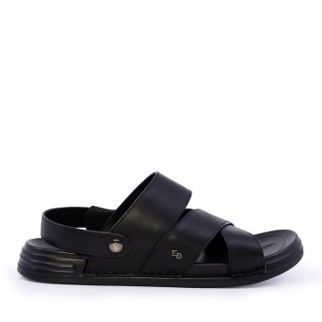 Sandale cu barete suprapuse bărbați Enzo Bertini negre din piele naturală 1789BS0108N