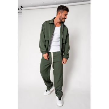 Set Dario Jacheta cu fermoar si pantalon lung Kaki 18167 - Kaki