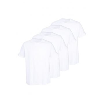 Set de tricouri cu decolteu rotund - 4 piese - Alb