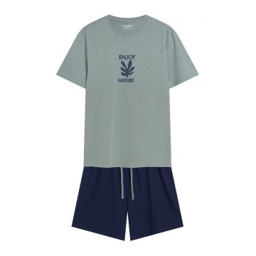 set pijamale barbati - tricou si pantaloni scurti  Gri