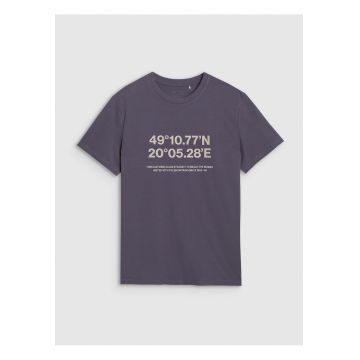 Tricou Barbati  Antracit - Bumbac - Regular Fit - Imprimeu Frontal - Sportstyle - SS25 - Marimi S-3XL