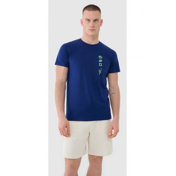 Tricou barbati  croiala normala - imprimeu sportiv - bleumarin - bumbac 100%