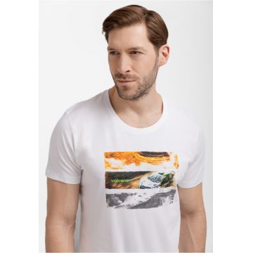 Tricou barbati  T-Reli - alb imprimeu - 43964 - Alb