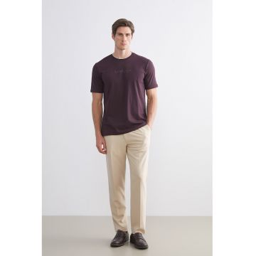 Tricou cu decolteu la baza gatului SouthBlue - Violet aubergine