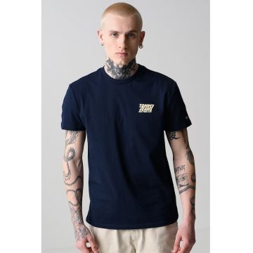 Tricou cu detaliu logo pe piept - Albastru ultramarin