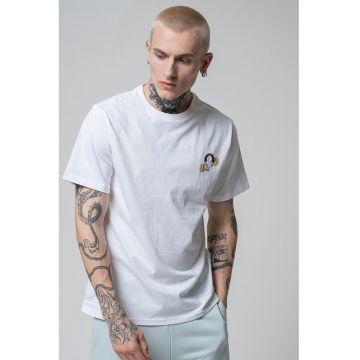 Tricou cu imprimeu pe spate Desert Sunset - Alb/Galben inchis