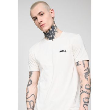 Tricou cu logo contrastant - Alb fildes/Negru