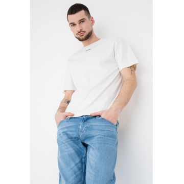 Tricou de bumbac cu decolteu la baza gatului