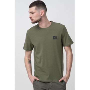Tricou de bumbac cu decolteu la baza gatului - Verde pal