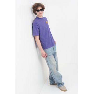 Tricou de bumbac cu imprimeu grafic - Galben sofran/Lila/Rosu deschis