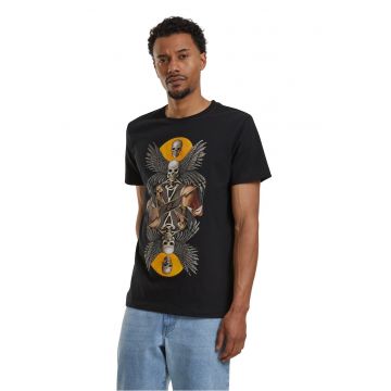 Tricou din bumbac cu imprimeu grafic - Negru stins/Gri inchis/Galben inchis