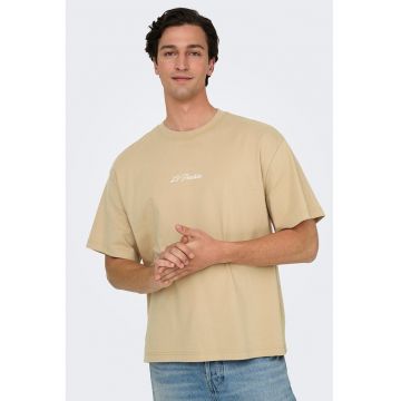 Tricou din bumbac cu imprimeu pe partea din spate - Galben mustar