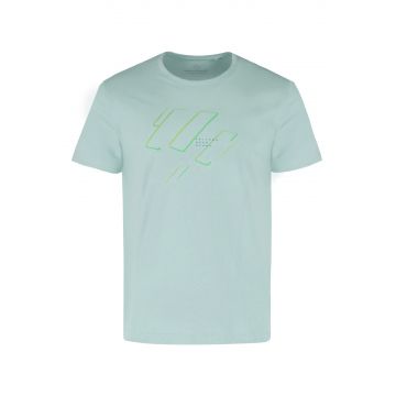 Tricou pentru barbati -  cu maneci scurte - imprimeu geometric - bumbac - verde