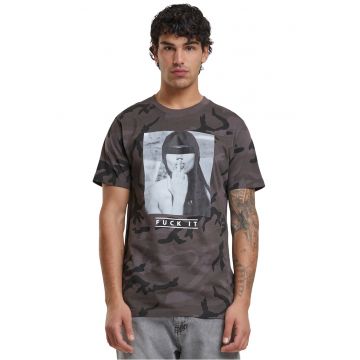 Tricou regular fit cu imprimeu foto - Maro inchis/Negru