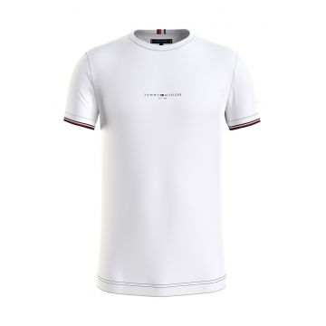 Tricou slim-fit din bumbac cu decolteu la baza gatului - Alb optic