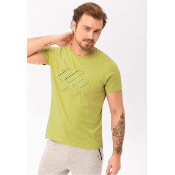 Tricou  T-Laser pentru barbati - lime cu imprimeu