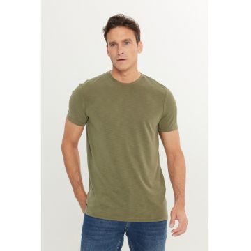 Tricou uni din amestec de modal - Verde masliniu