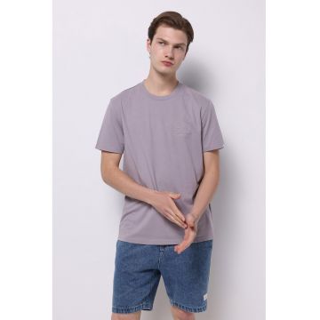 Tricou uni din bumbac - Lila pal