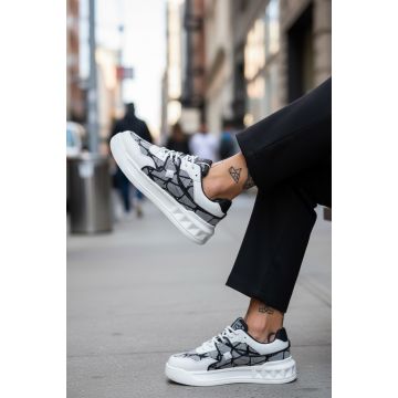 Adidasi barbati casual  albi cu gri  VLT L75