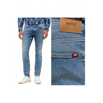 Blugi Barbati -  Oregon Slim - Slim Fit - Talie Joasa - Fermoar - Lungi - 5 Buzunare - Bumbac - W32-L32 US - Albastru