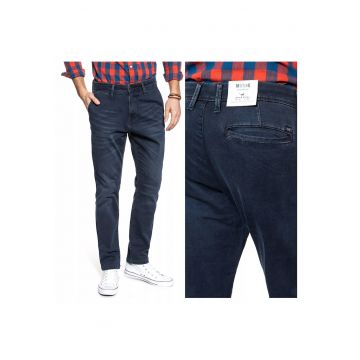 Blugi Barbati -  Relax Chino - Slim Fit - Talie Medie - Fermoar - Lungi - 5 Buzunare - Bumbac - Albastru - Albastru