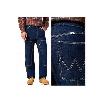 Blugi Barbati -  Relaxed Straight - Straight Fit - Talie Medie - Fermoar - Lungi - 5 Buzunare - Bumbac - Albastru - Albastru