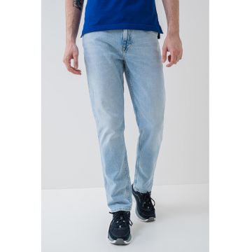 Blugi relaxed fit de denim cu buzunare - Albastru deschis