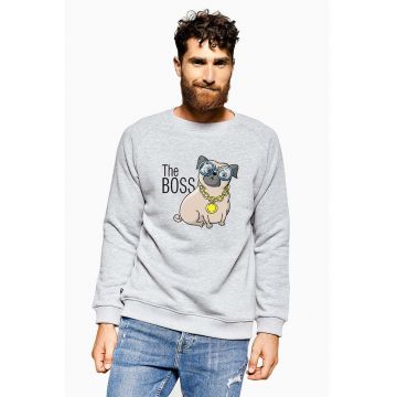 Bluza de trening din bumbac cu imprimeu - Maro nisip/Gri deschis melange