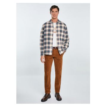 Camasa cu imprimeu in carouri si buzunar aplicat