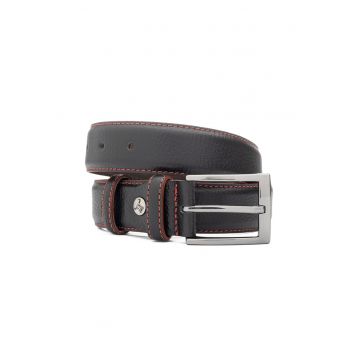 Curea din piele cu cusatura contrastanta Line