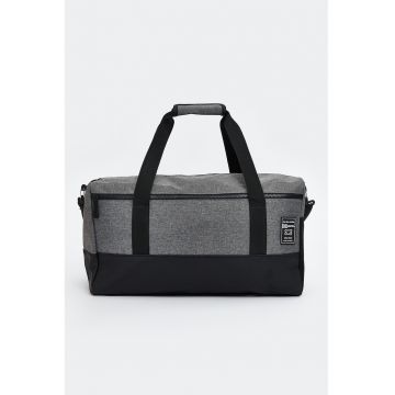 Geanta duffle din material textil - Negru/Gri deschis melange