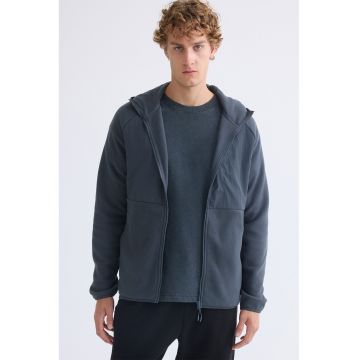 Hanorac cu buzunare pe piept si oblice - Albastru prafuit