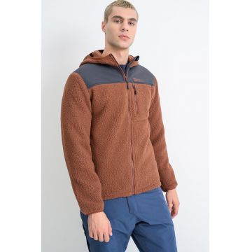 Jacheta din material fleece pentru trekking Kammweg - Maro inchis/Negru