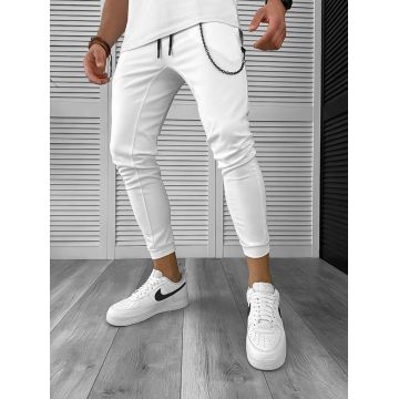 Pantaloni de trening albi conici cu mic defect 12606 O3-3.3