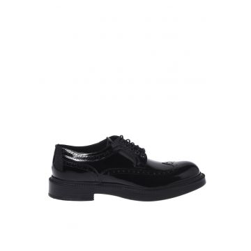 Pantofi derby din piele lacuita - Negru