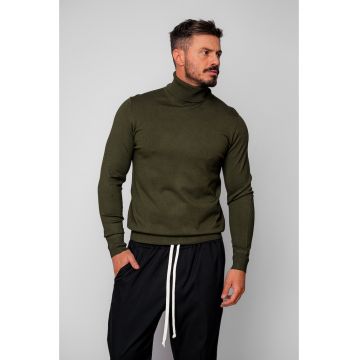 Pulover cu guler inalt Kaki 19873 - Kaki