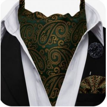 Set cravata / esarfa Ascot matase + batista + butoni, model 86