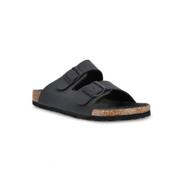 Slapi barbati  CR202493 - Piele ecologica - Negru - Negru